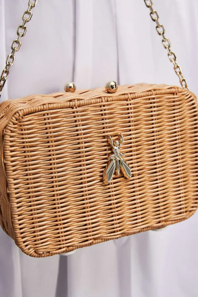 Patrizia Pepe Wicker Shoulder Bag White Whitenatural Bags Crossbodys