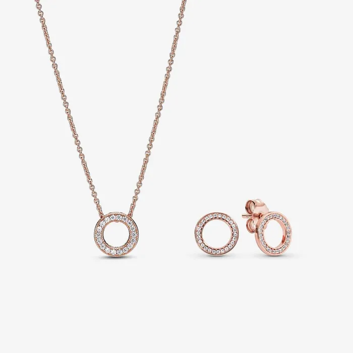 Pendant Necklaces Women Pandora Rose Circle Of Sparkle Gift Set
