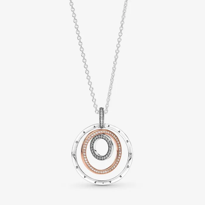 Pendant Necklaces Women Pandora Twotone Circles Pendant and Necklace