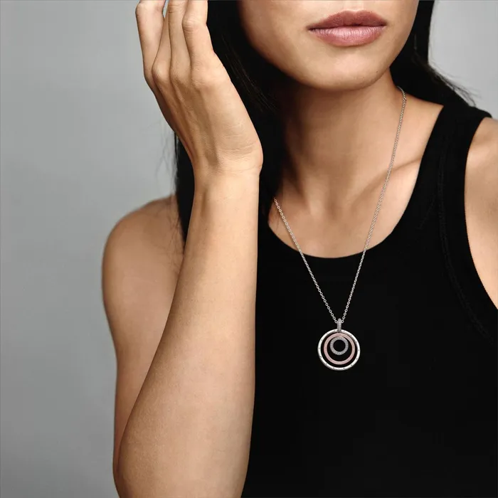 Pendant Necklaces Women Pandora Twotone Circles Pendant and Necklace