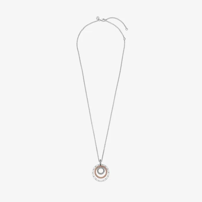 Pendant Necklaces Women Pandora Twotone Circles Pendant and Necklace