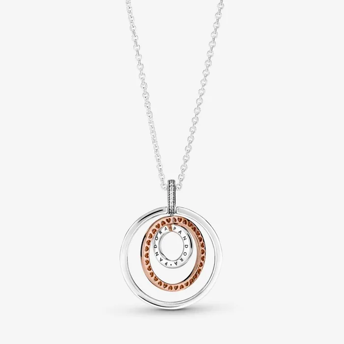 Pendant Necklaces Women Pandora Twotone Circles Pendant and Necklace