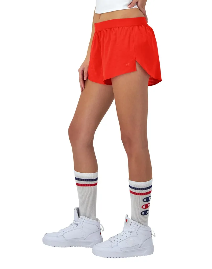 Performance Shorts With Liner C Logo 25034 Solar Crimson Women Champion Shorts