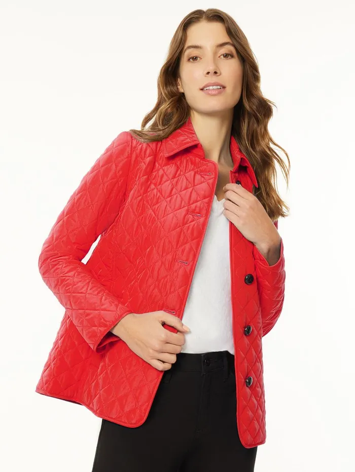 Petite FiveButton Quilted Jacket Women Jones New York Petite Outerwear