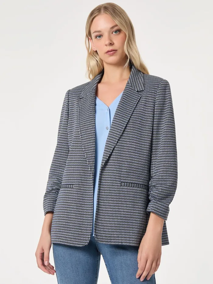 Petite Notch Collar Open Front Houndstooth Jacket Women Jones New York Petite Sale