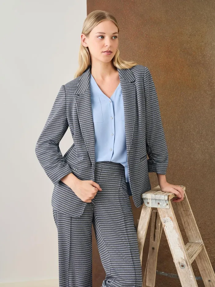 Petite Notch Collar Open Front Houndstooth Jacket Women Jones New York Petite Sale Petite Notch Collar Open Front Houndstooth Jacket Women Jones New York Petite Sale