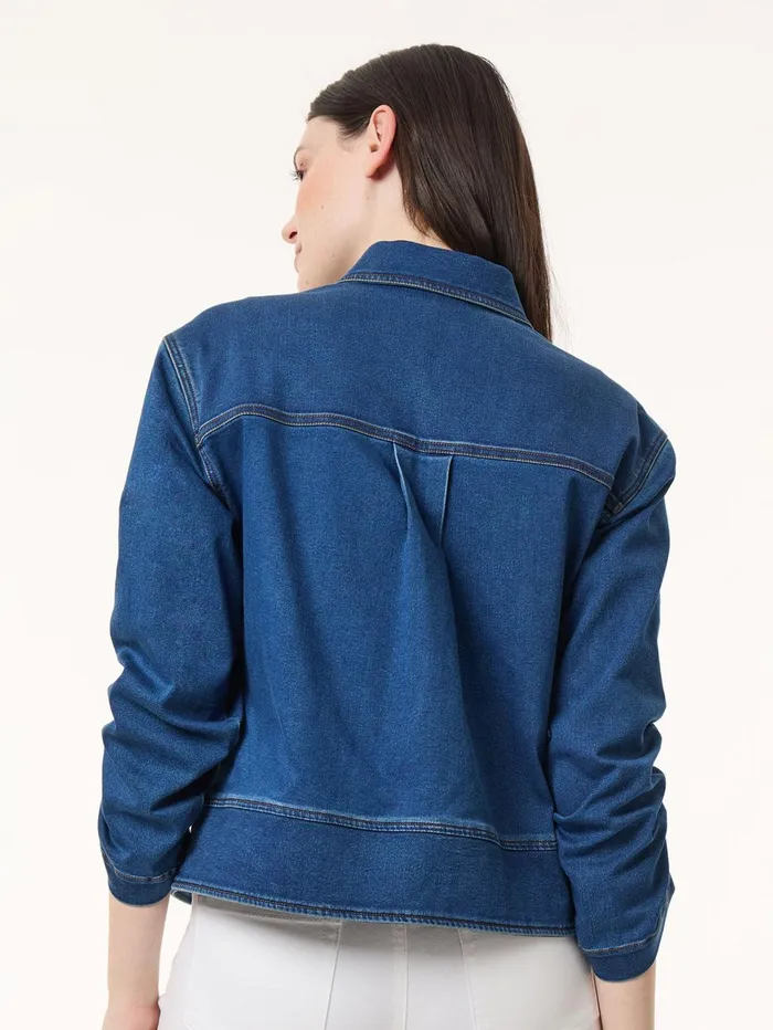 Petite Shirred Sleeve City Denim Jacket Shore Wash Women Jones New York Petite Denim Petite Shirred Sleeve City Denim Jacket Shore Wash Women Jones New York Petite Denim