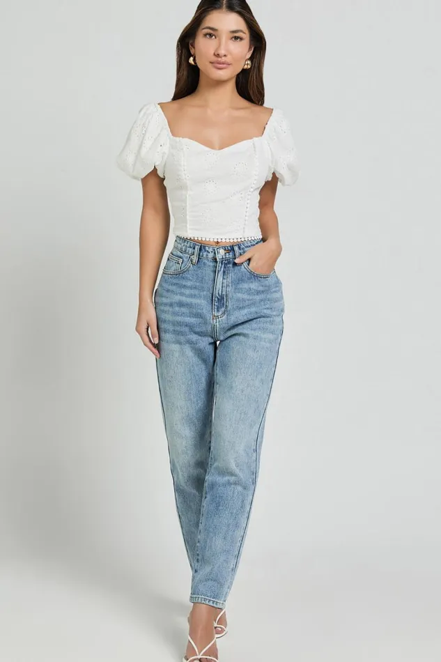 Pixie Top 8211 Sweetheart Puff Sleeve Embroidery Top In White Women Showpo Conscious