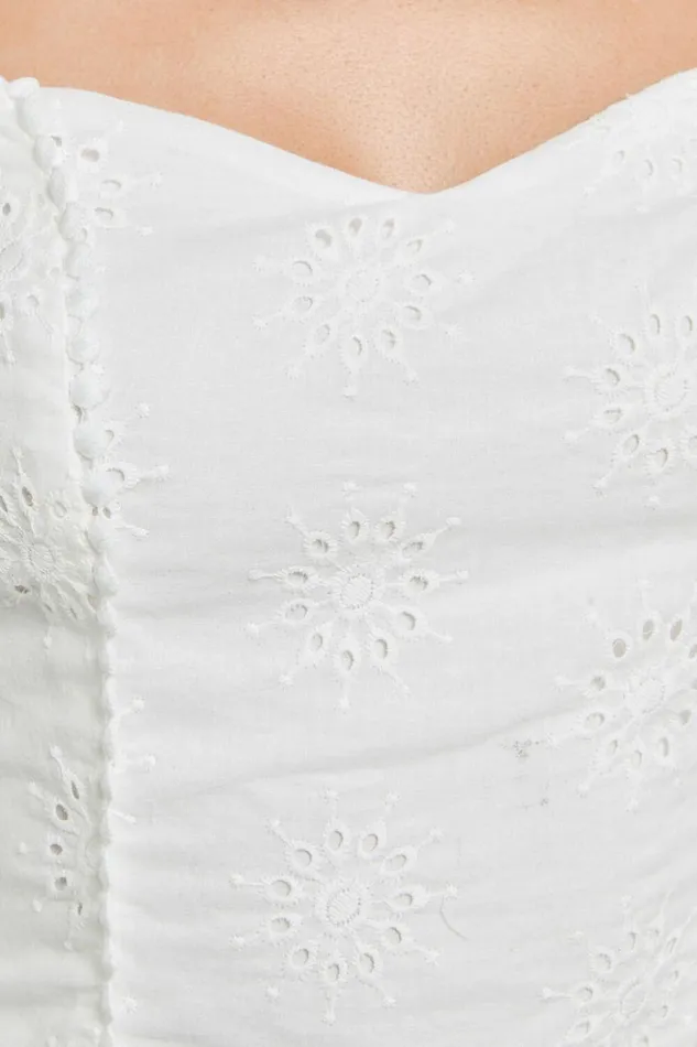 Pixie Top 8211 Sweetheart Puff Sleeve Embroidery Top In White Women Showpo Conscious