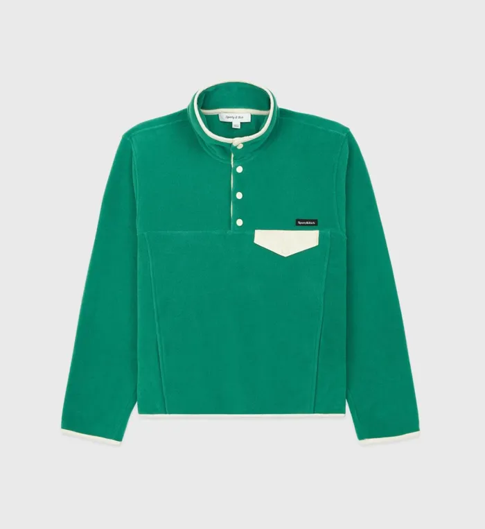 Polar Fleece And Sherpa Women Sporty and Rich Buttoned Polar Sweatshirt 8211 GreenCream