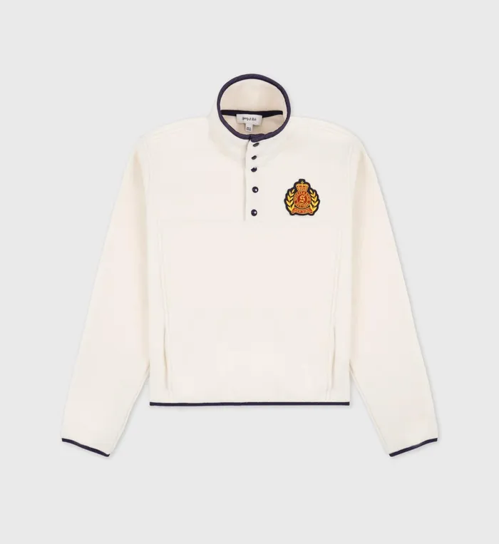 Polar Fleece And Sherpa Women Sporty and Rich NY Crest Polar Sweatshirt 8211 CreamGold