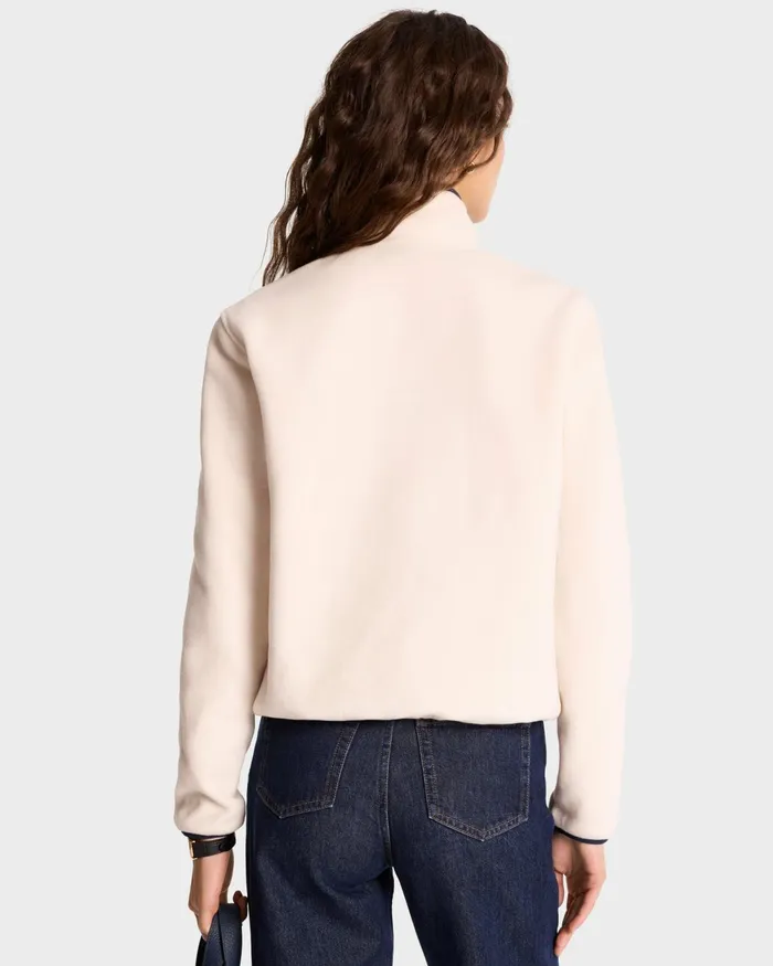 Polar Fleece And Sherpa Women Sporty and Rich NY Crest Polar Sweatshirt 8211 CreamGold