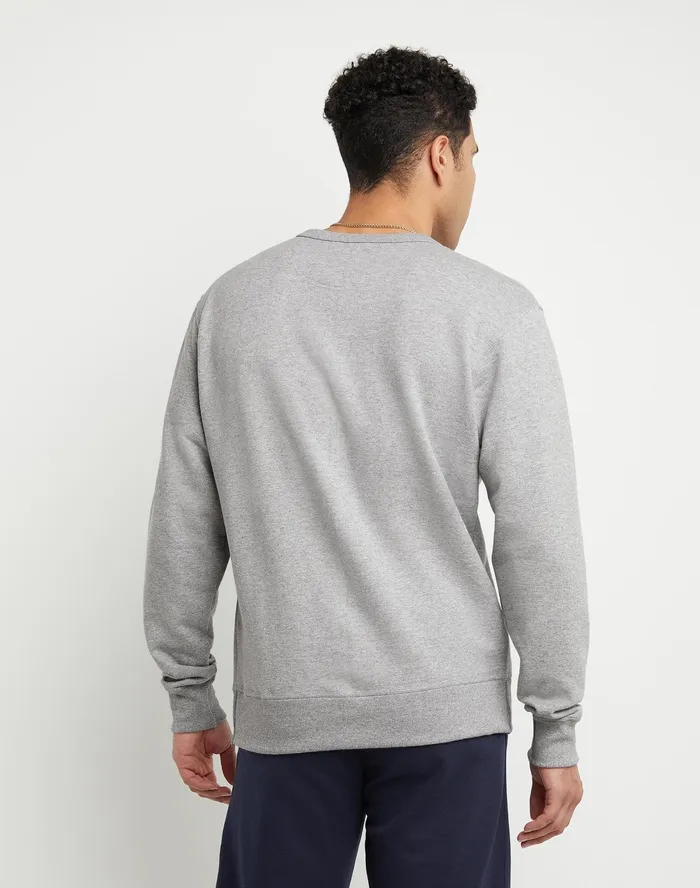 Powerblend Fleece Crew C Logo Oxford Grey Men Champion Hoodies and Sweatshirts