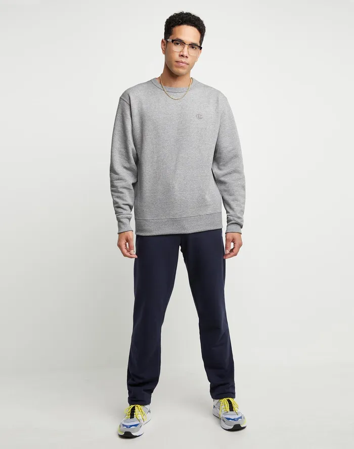 Powerblend Fleece Crew C Logo Oxford Grey Men Champion Hoodies and Sweatshirts