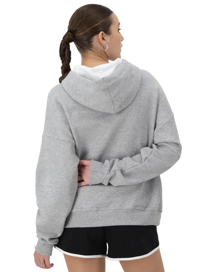 Powerblend Hoodie C Logo Oxford Grey Women Champion Hoodies and Sweatshirts