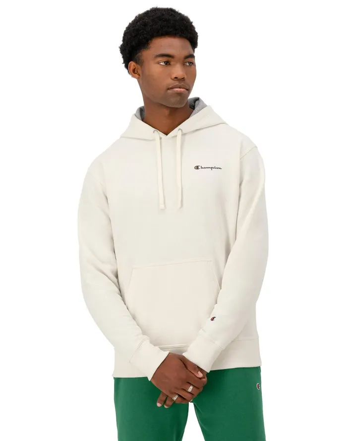 Powerblend Hoodie Classic Script Logo Natural Men Champion Hoodies and Sweatshirts