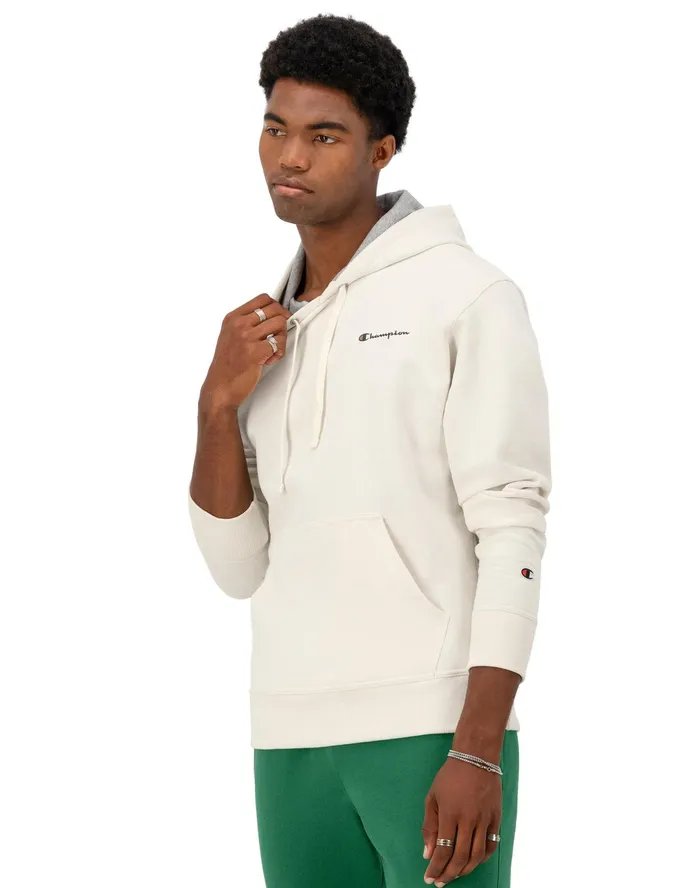 Powerblend Hoodie Classic Script Logo Natural Men Champion Hoodies and Sweatshirts