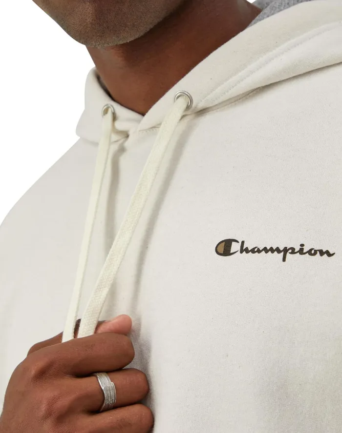 Powerblend Hoodie Classic Script Logo Natural Men Champion Hoodies and Sweatshirts