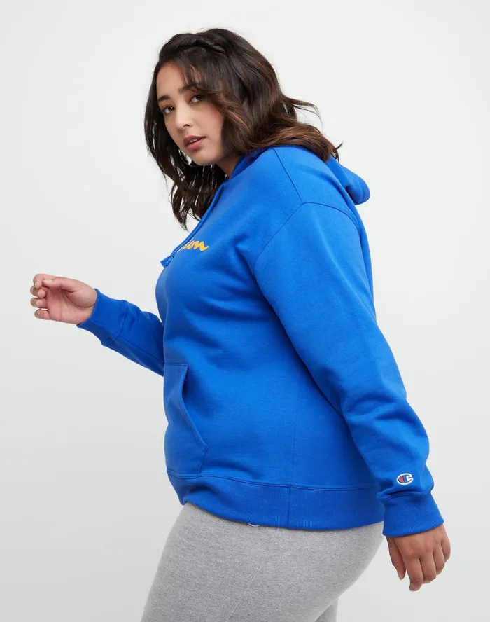 Powerblend Hoodie Classic Script Logo Plus Size Deep Dazzling Blue Women Champion Hoodies and Sweatshirts