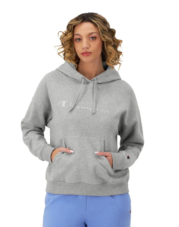 Powerblend Hoodie Relaxed Full Embroidered Script Logo Oxford Grey Women Champion Hoodies and Sweatshirts Powerblend Hoodie Relaxed Full Embroidered Script Logo Oxford Grey Women Champion Hoodies and Sweatshirts
