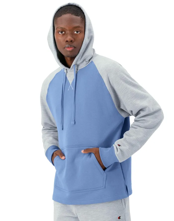 Powerblend Hoodie Stripe Plaster Bluenaturalplaster Blue Men Champion Hoodies and Sweatshirts