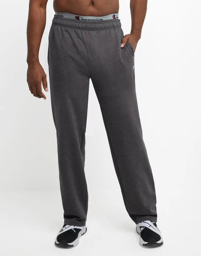 Powerblend Sweatpants Open Hem C Logo Big and Tall Granite Heather Men Champion Pants and Joggers