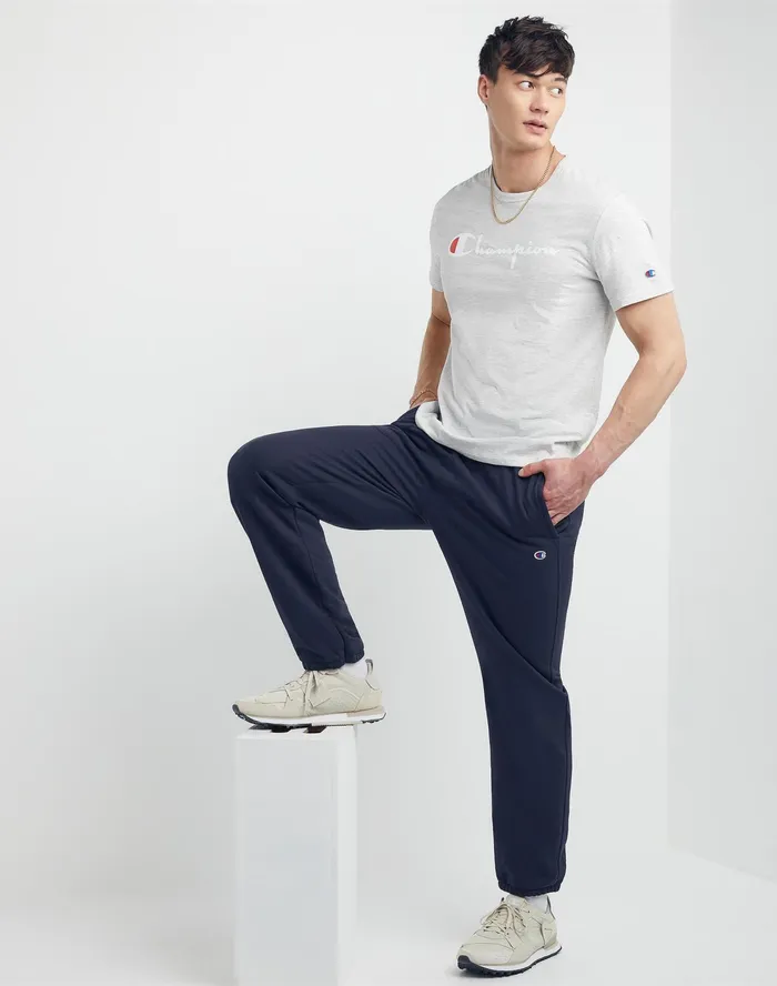 Powerblend Sweatpants Relaxed Hem C Logo 32034 Navy Men Champion Pants and Joggers