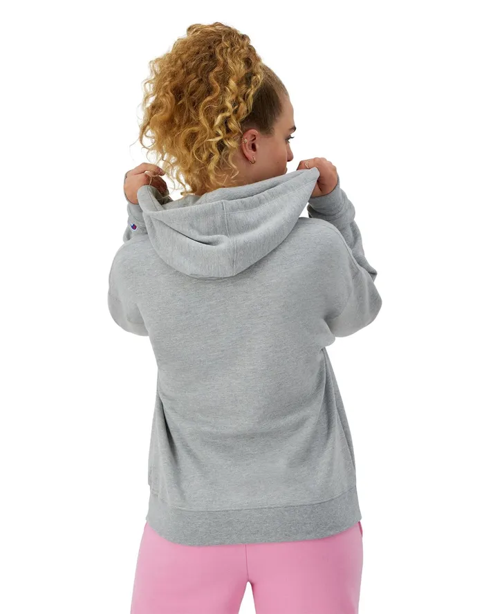 Powerblend ZipUp Hoodie C Logo Oxford Grey Women Champion Hoodies and Sweatshirts