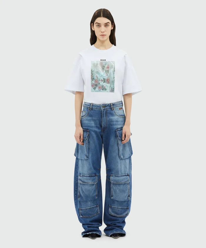 PreWashed Denim Cargo Pants Women MSGM Pants And Shorts