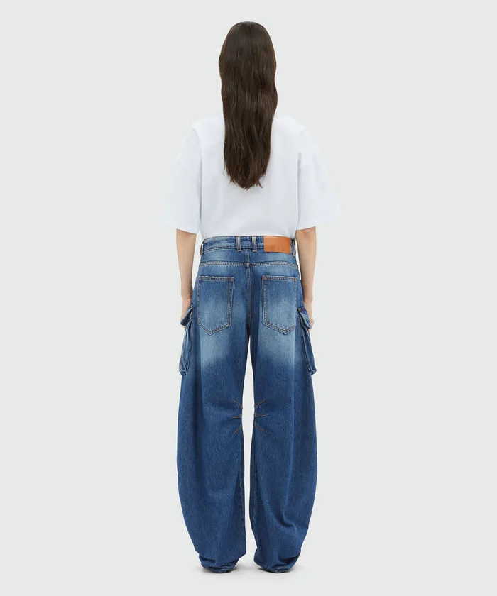 PreWashed Denim Cargo Pants Women MSGM Pants And Shorts