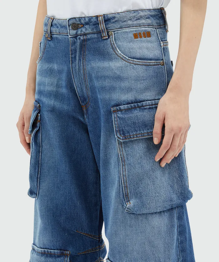 PreWashed Denim Cargo Pants Women MSGM Pants And Shorts