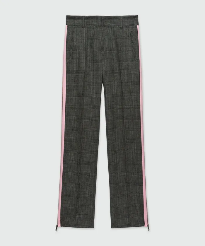 Prince Of Wales Wool Trousers With Pink Zip Women MSGM Pants And Shorts