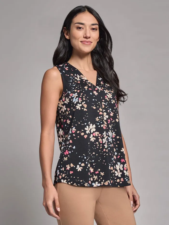 Printed Sleeveless VNeck Top Moss Crepe Women Jones New York Tops and Blouses Printed Sleeveless VNeck Top Moss Crepe Women Jones New York Tops and Blouses