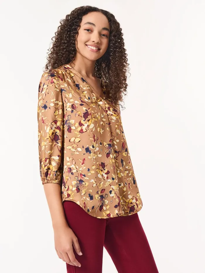 Printed VNeck Pleated Kelly Blouse Women Jones New York Sale Printed VNeck Pleated Kelly Blouse Women Jones New York Sale