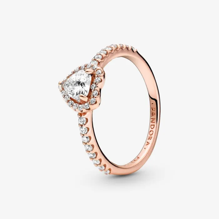 Promise Rings Women Pandora Sparkling Elevated Heart Ring Rose Gold Plated