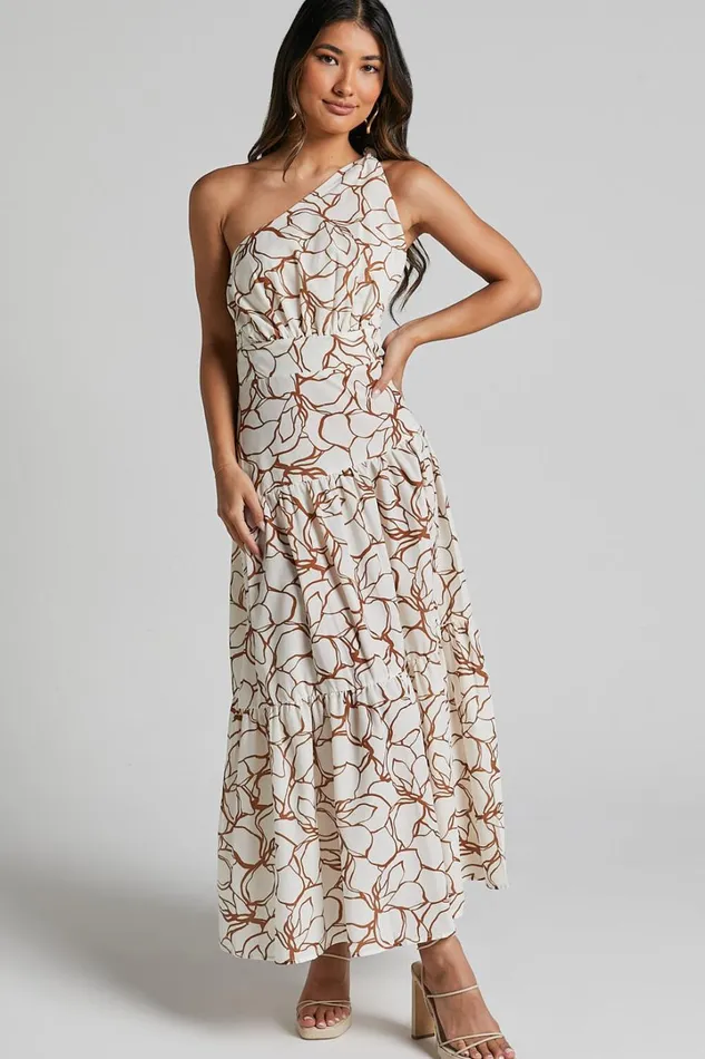 Raiden Midi Dress 8211 Asymmetric One Shoulder Tiered Dress In White Floral Women Showpo Dresses Raiden Midi Dress 8211 Asymmetric One Shoulder Tiered Dress In White Floral Women Showpo Dresses