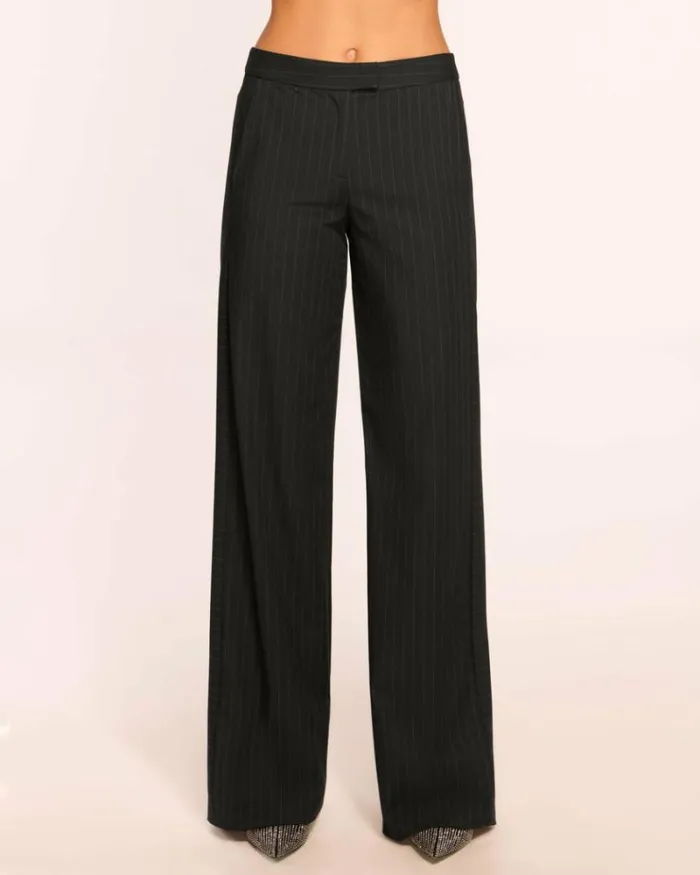 Ramy Brook Bottoms Women Barbara Pinstripe Trouser Black Pinstripe