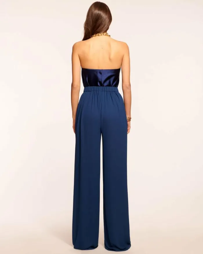 Ramy Brook Bottoms Women Hal Pleated Wide Leg Pant Spring Navy