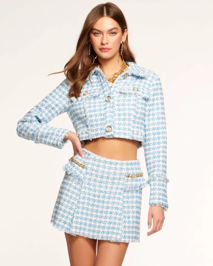 Ramy Brook Bottoms Women Judith Houndstooth Mini Skirt Blue Houndstooth