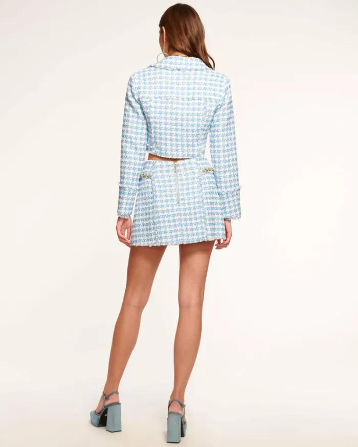 Ramy Brook Bottoms Women Judith Houndstooth Mini Skirt Blue Houndstooth