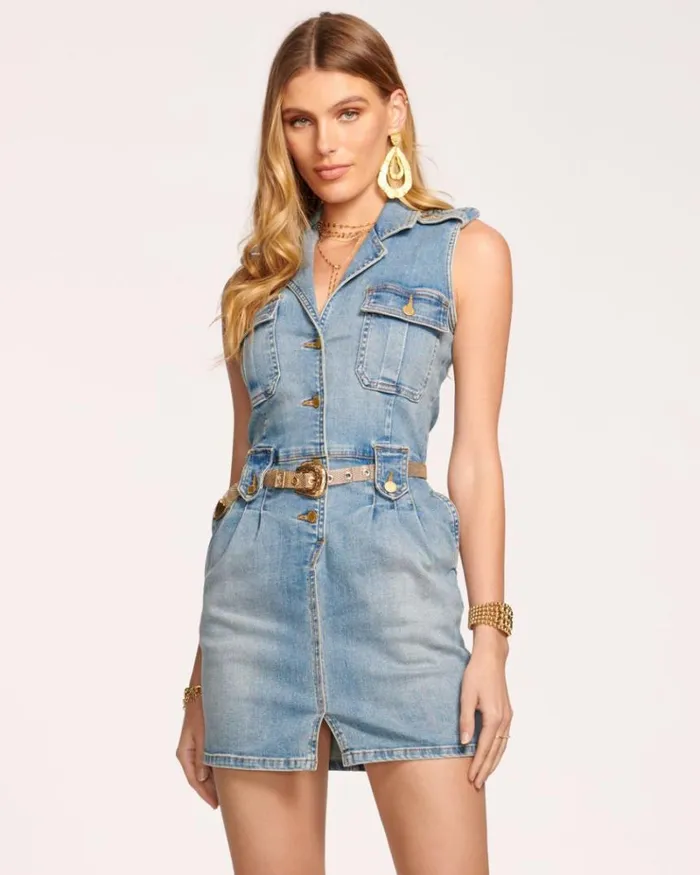 Ramy Brook Denim Women Hedi Denim Mini Dress Light Wash