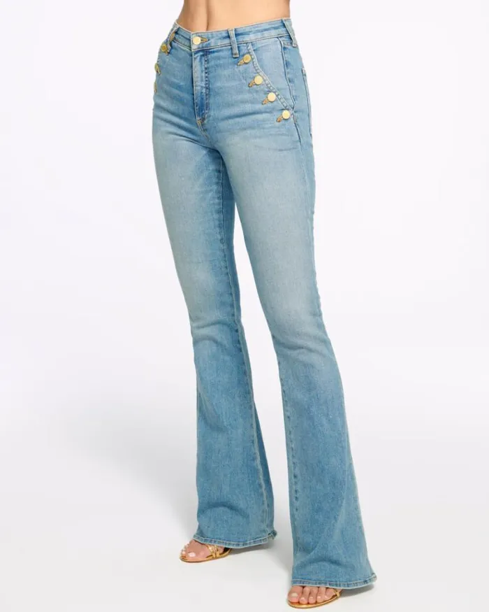 Ramy Brook Denim Women Helena HighRise Flare Jean Light Wash