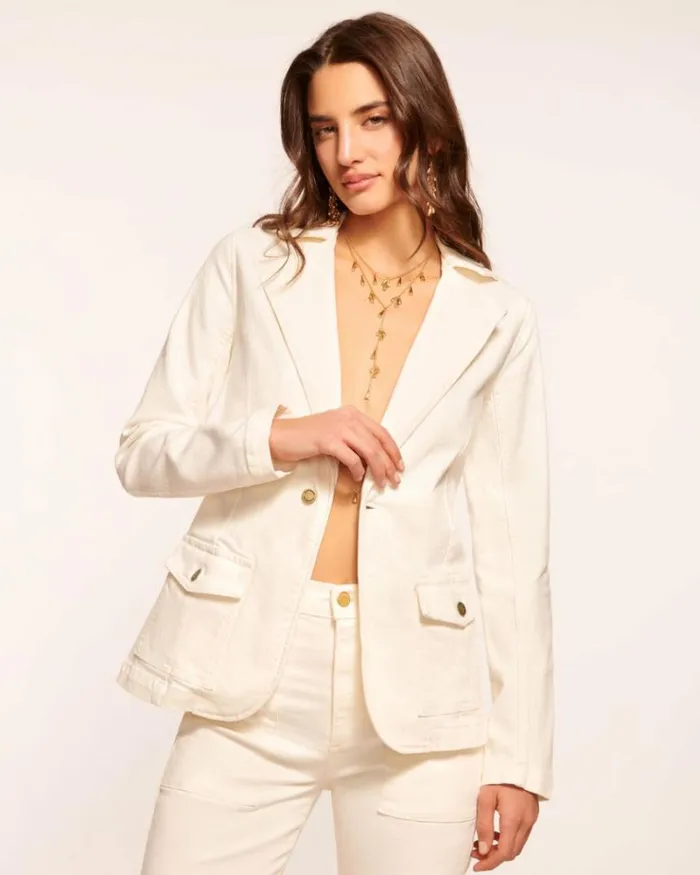 Ramy Brook Denim Women Lia Denim Blazer White