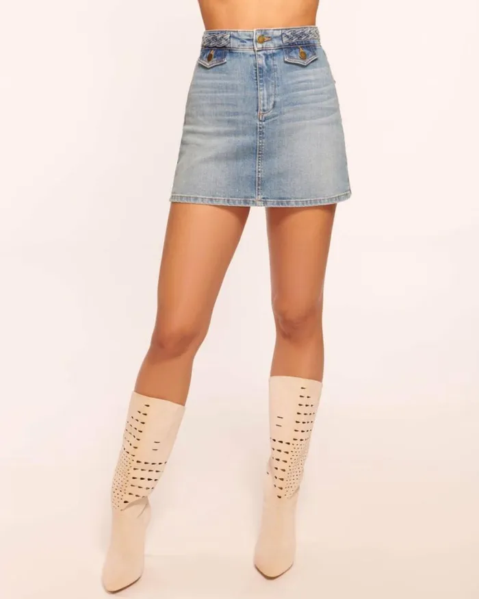 Ramy Brook Denim Women Stafford Denim Skirt Light Wash