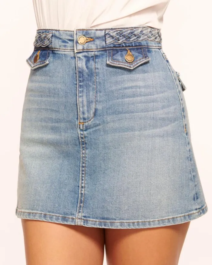 Ramy Brook Denim Women Stafford Denim Skirt Light Wash