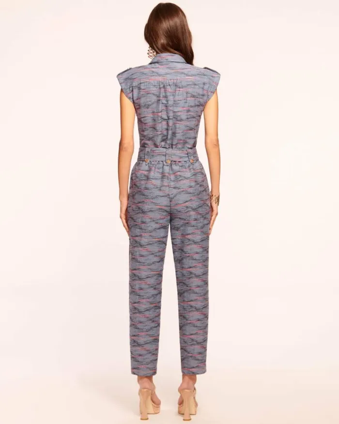 Ramy Brook Jumpsuits Women Aviana Utilitarian Belted Jumpsuit Indigo Ikat