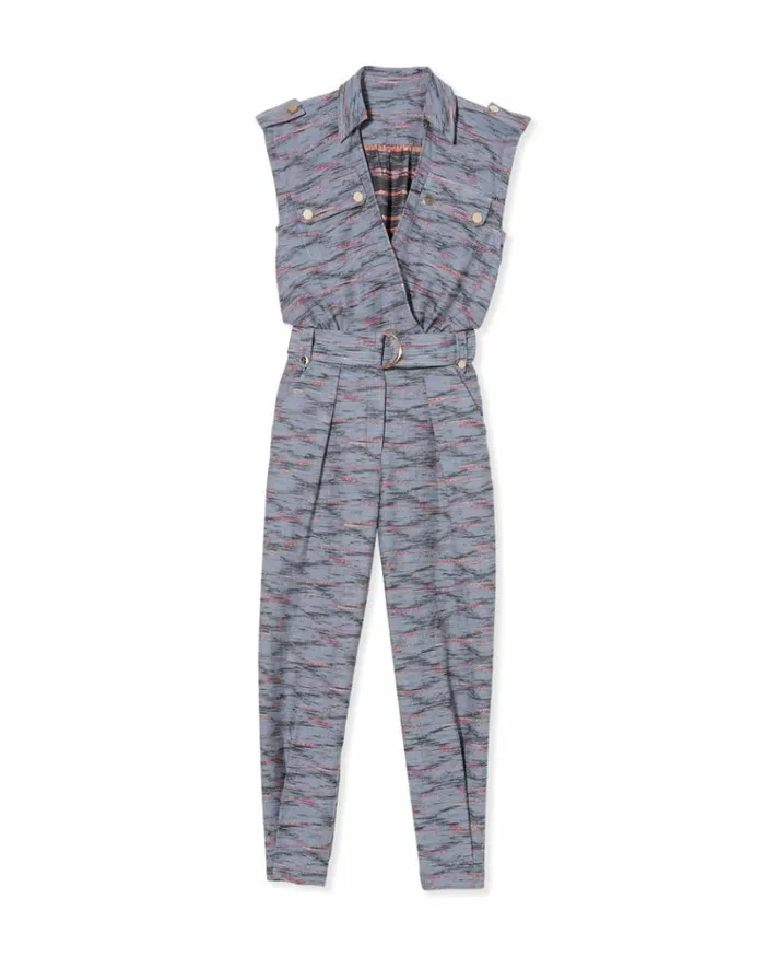 Ramy Brook Jumpsuits Women Aviana Utilitarian Belted Jumpsuit Indigo Ikat