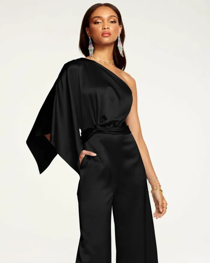 Ramy Brook Jumpsuits Women Simone OneShoulder Jumpsuit Black