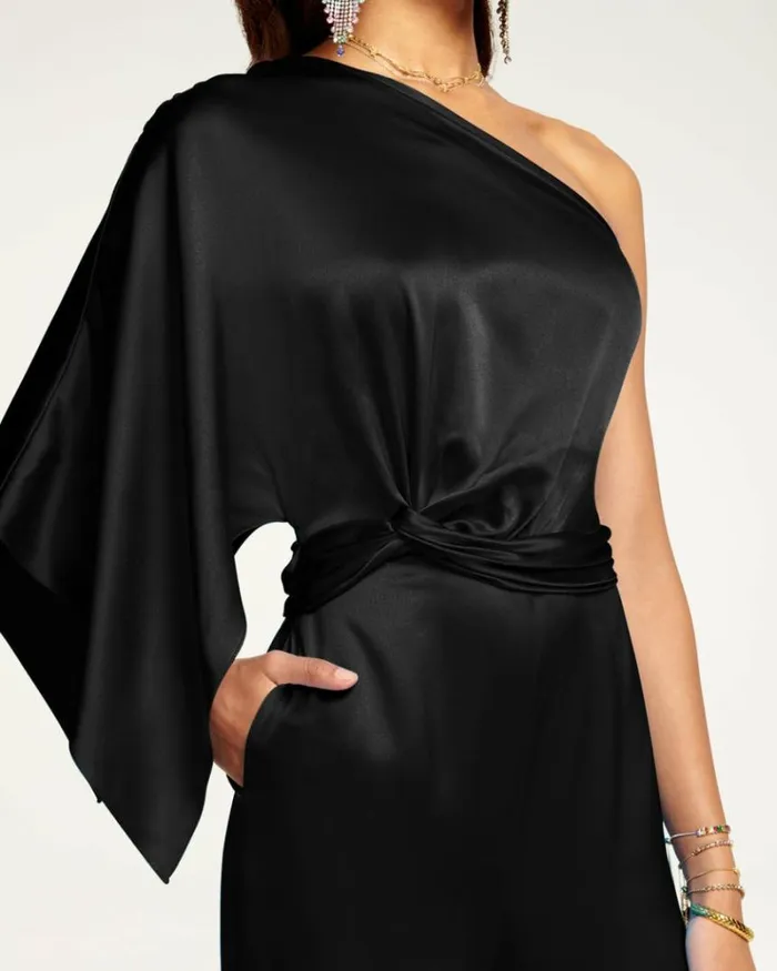 Ramy Brook Jumpsuits Women Simone OneShoulder Jumpsuit Black