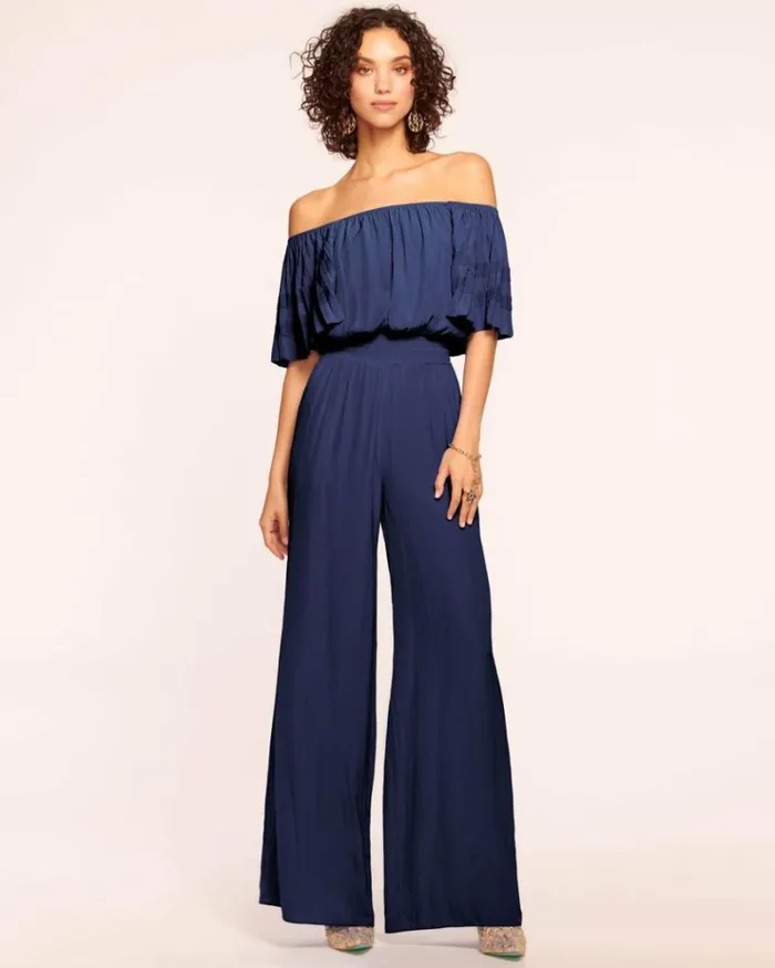 Ramy Brook Jumpsuits Women Tinsley OffTheShoulder Jumpsuit Spring Navy